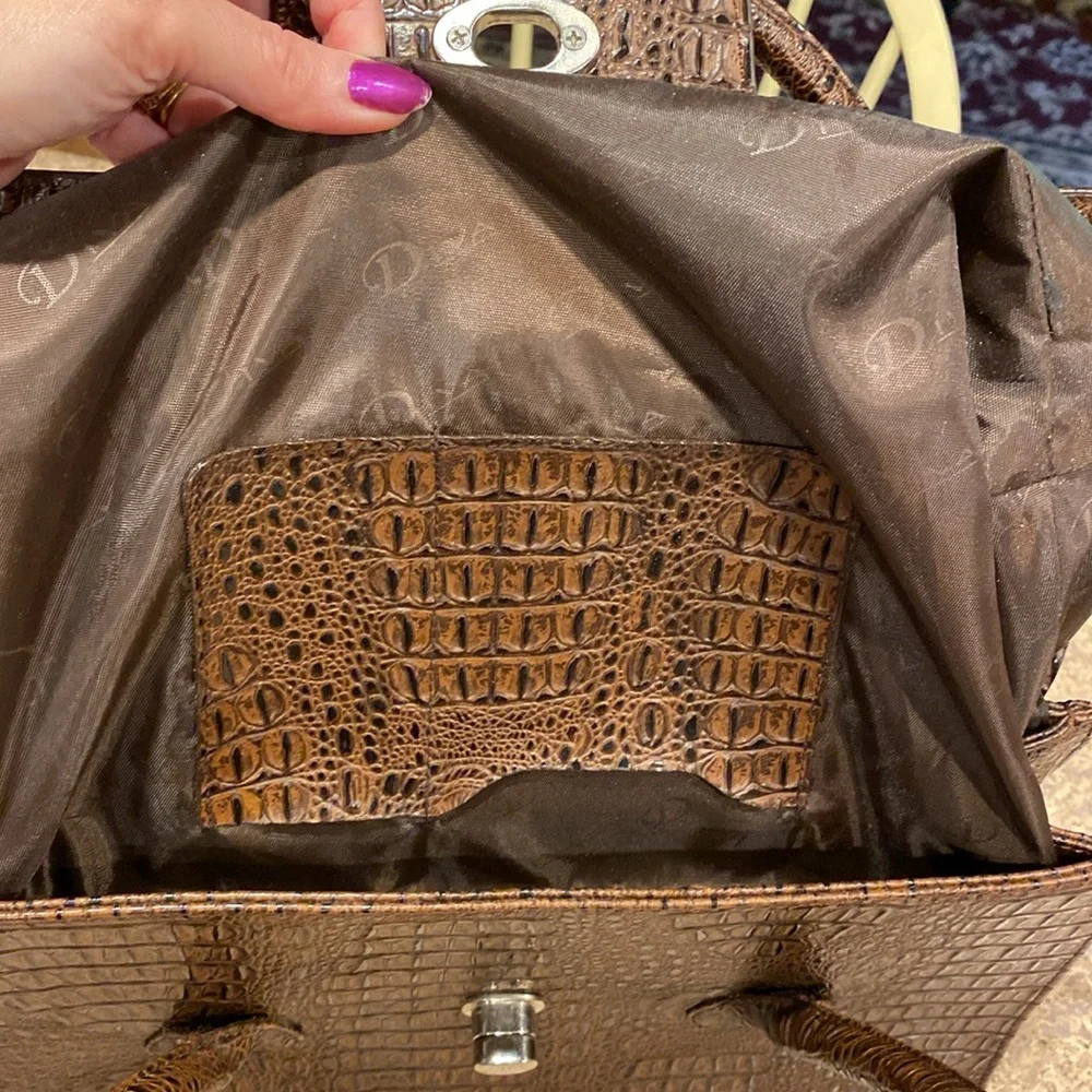 Diva Collection Brown Handbag with Two Handles bag - Picture 15 of 17